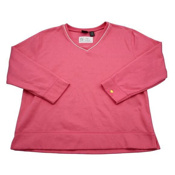 Bobbie Brooks Shirt Womens 2XL Pink V Neck Long Sleeve Banded Cuffs Pullover Top - Picture 1 of 16